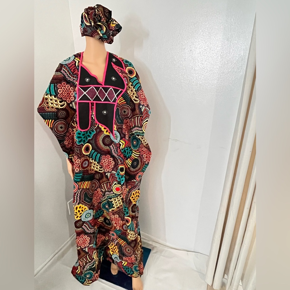 African Bubu with head wrap